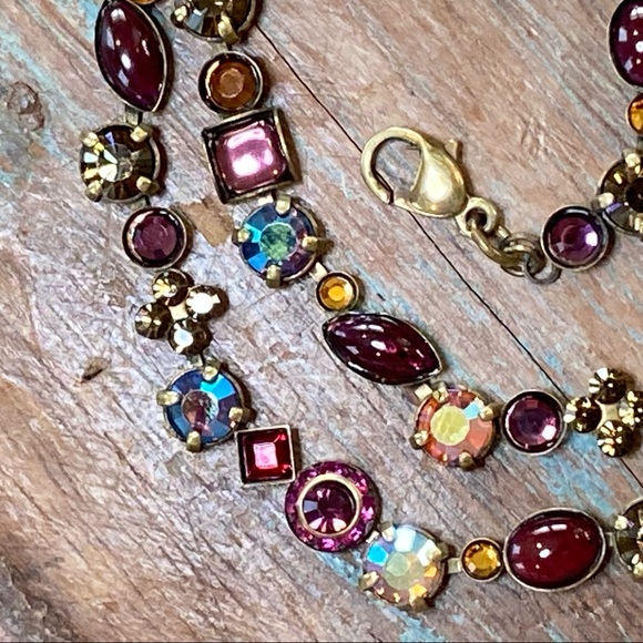 VTG Sorrelli Purple, Orange & Aurora Borealis Crystal Classic Line Necklace - Picture 13 of 16